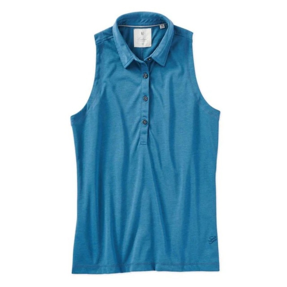 NWOT Linksoul Womens Cotton Sleeveless Golf Polo Cove Blue Size L